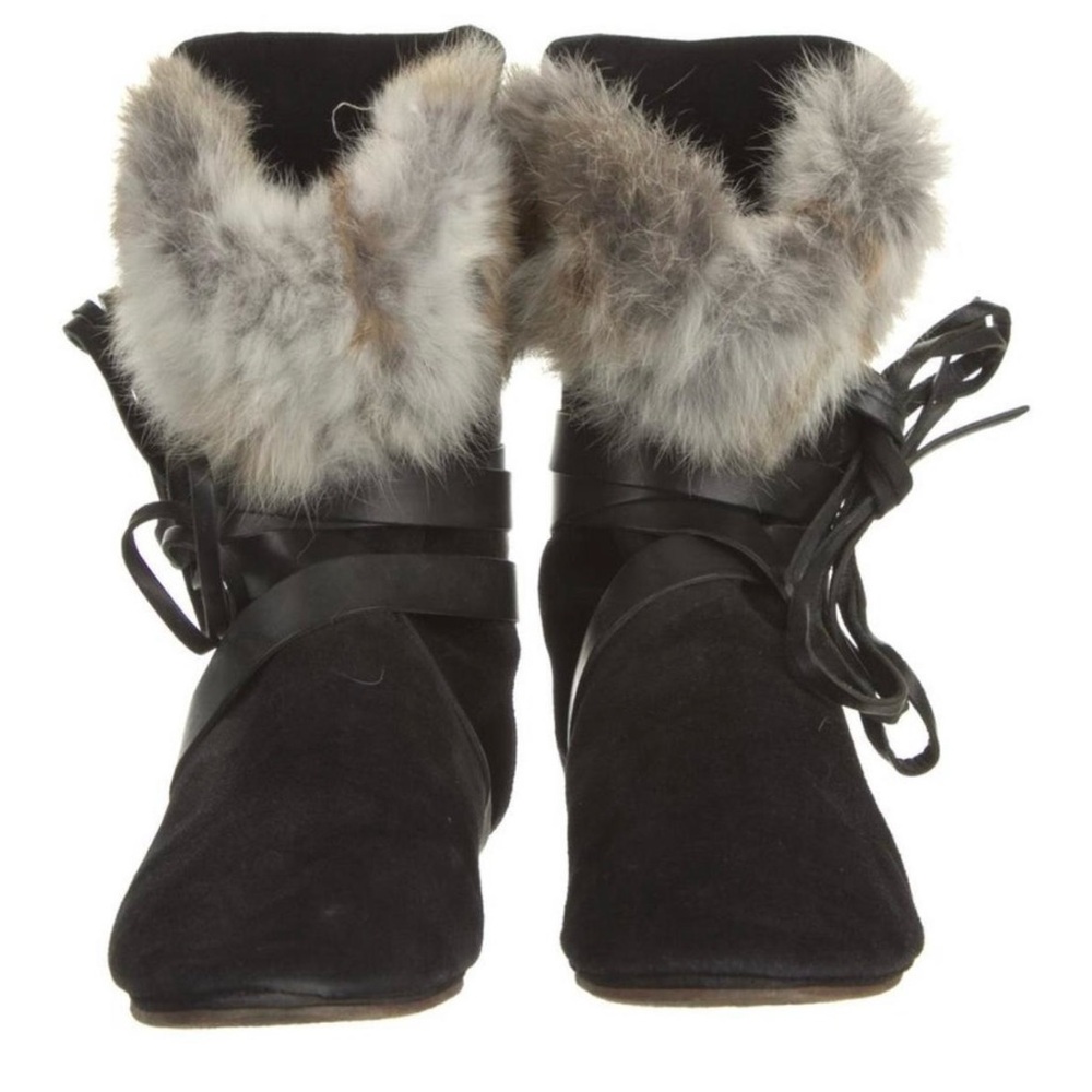Isabel Marant Black and Gray Lace Up Boots